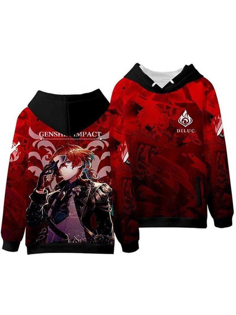 Game Genshin Impact Diluc Over Print 3d Hoodie Zip Hoodie