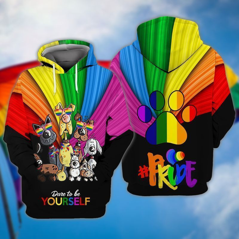 Pride Lgbt Dare To Be Yourself Dogs Lover 3d Hoodie Zip Hoodie