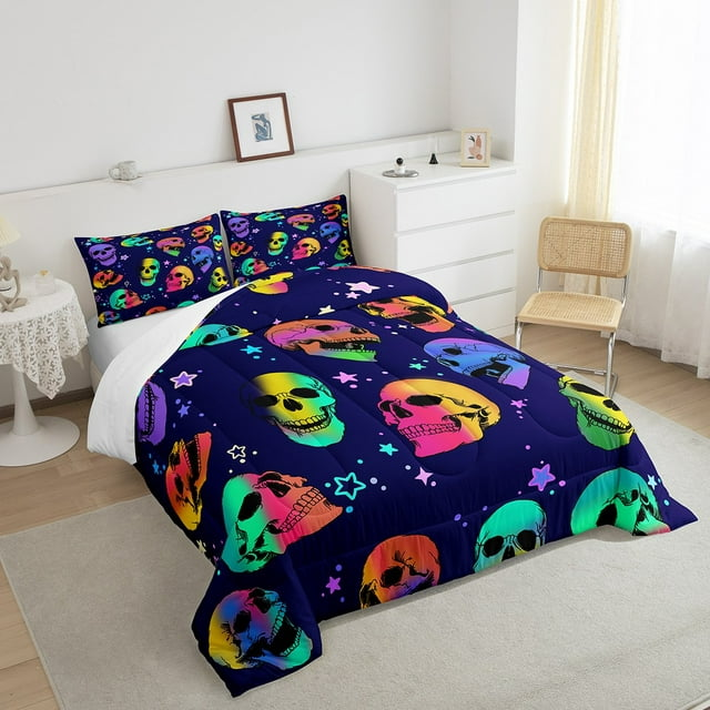 Skull Bedding Set Gothic Skeleton Pattern Duvet Covers