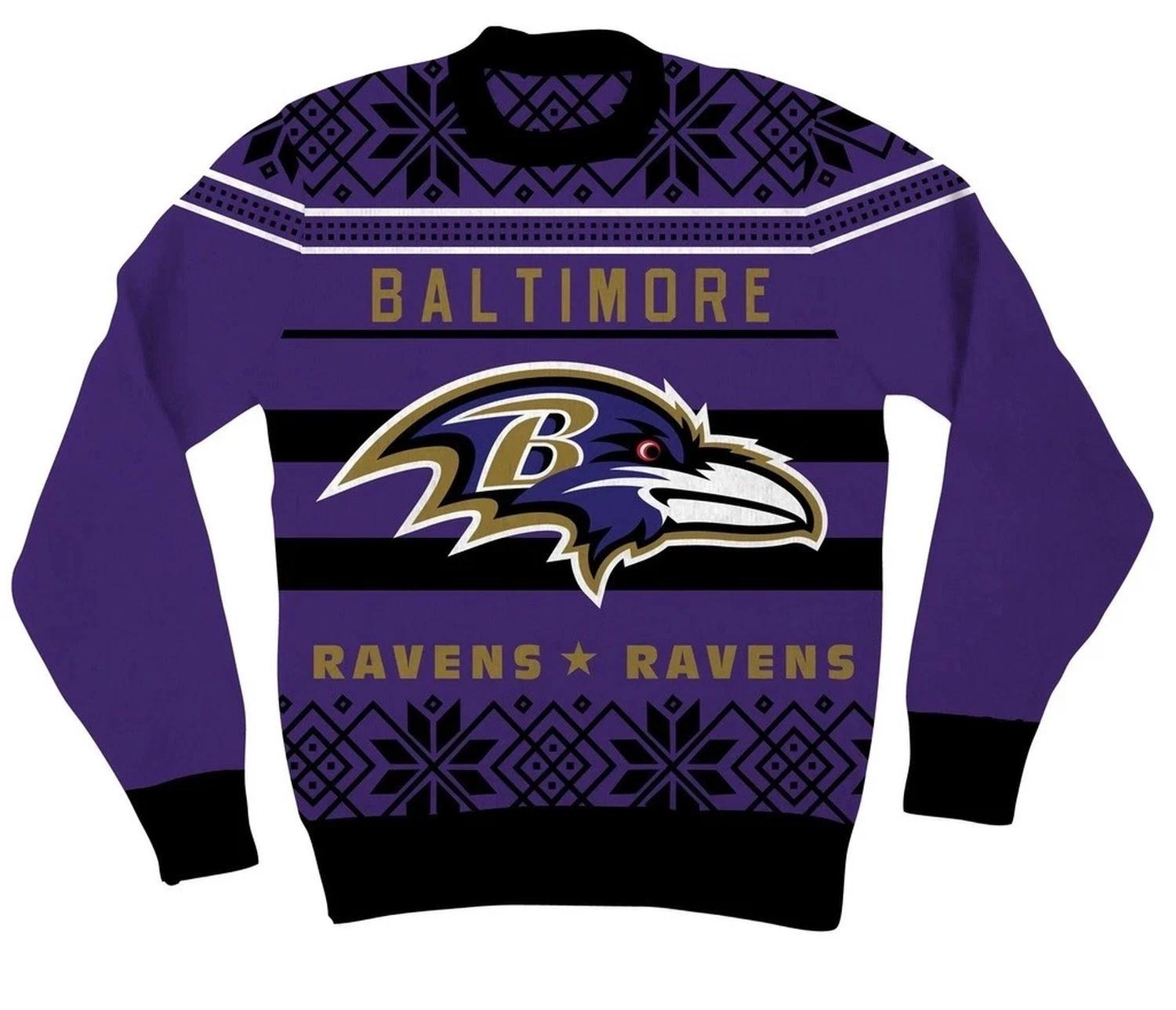 Baltimore Ravens Logo Ugly Christmas Sweater