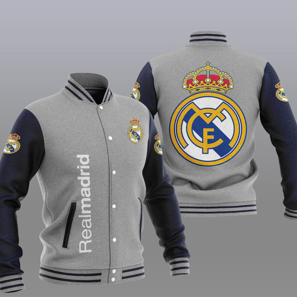 Real Madrid Grey Baseball Jacket