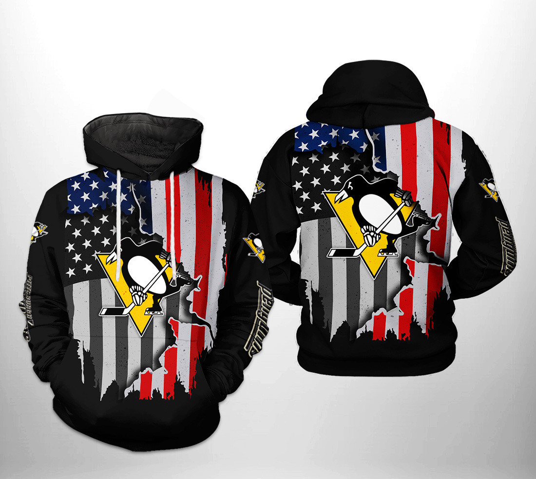 Pittsburgh Penguins US FLag Team 3D All Over Print Hoodie & Zip Hoodie