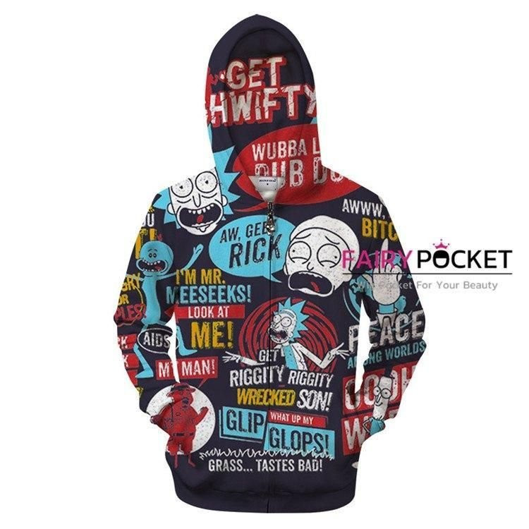 Rick and Morty Black 3D All Over Print Hoodie & Zip Hoodie