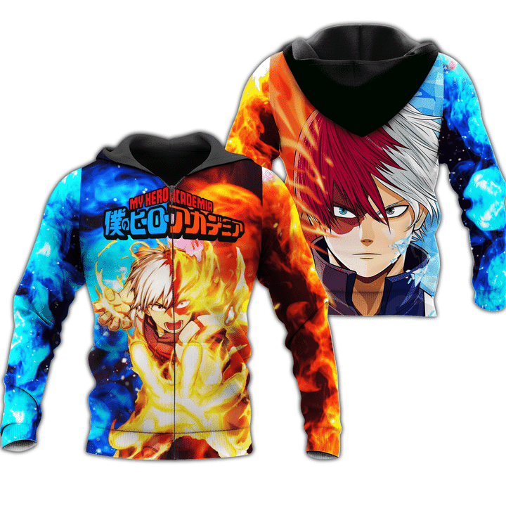Shoto Todoroki Ice & Fire My Hero Academia 3d Hoodie Zip Hoodie