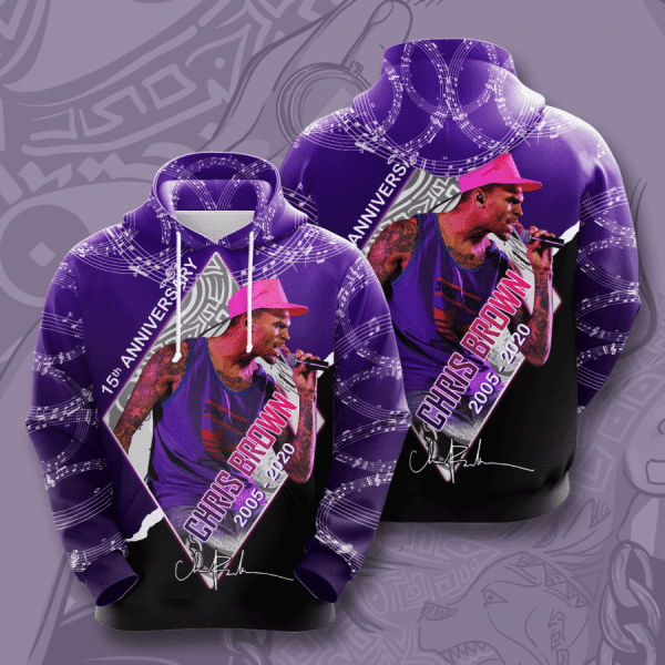 Chris Brown 15th Anniversary 2005 2020 Signature Design Gift For Fan Custom 3d Hoodie All Over Printed Hoodie