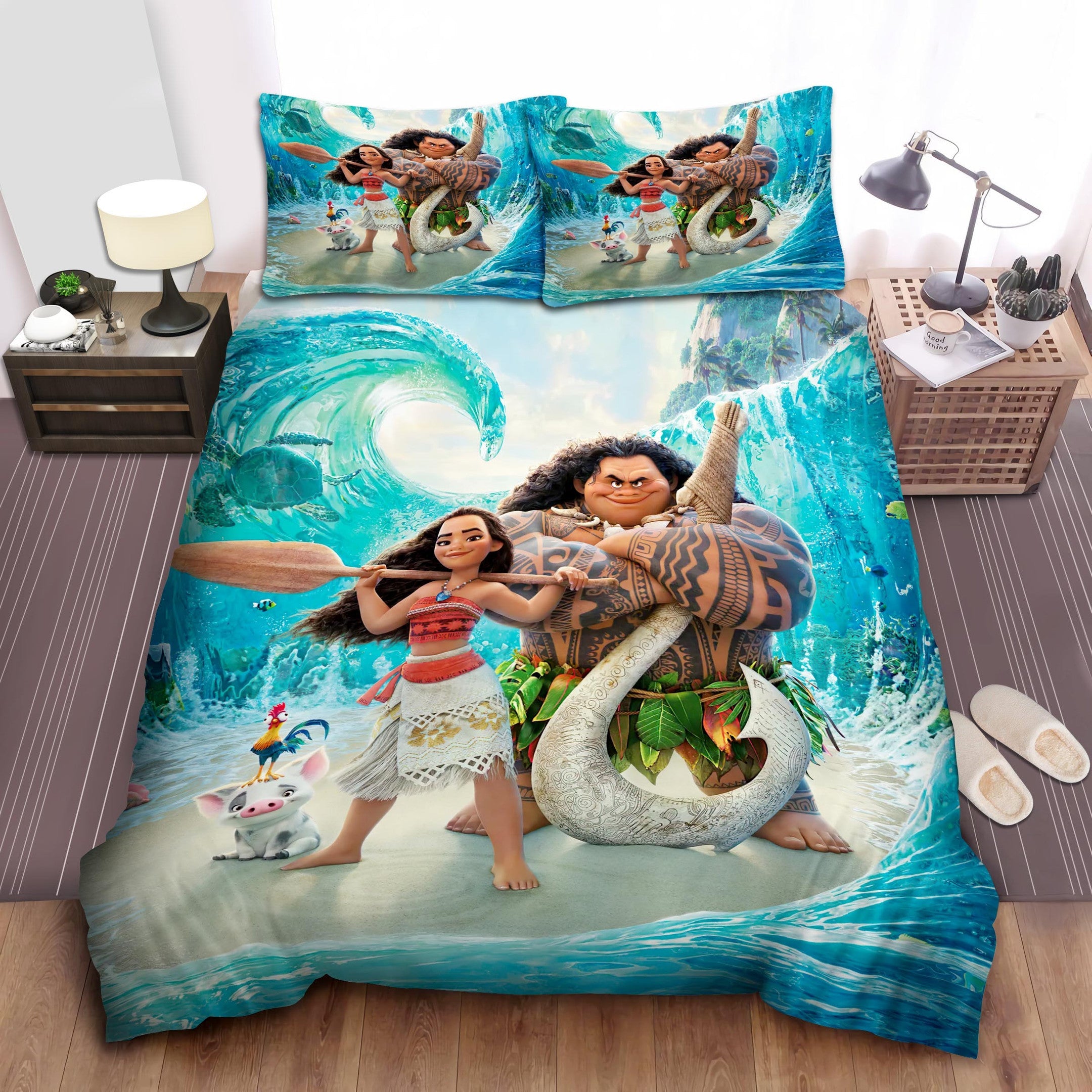 Moana Bedding Set DN Moana Characters In Middle Of Waves Duvet Covers
