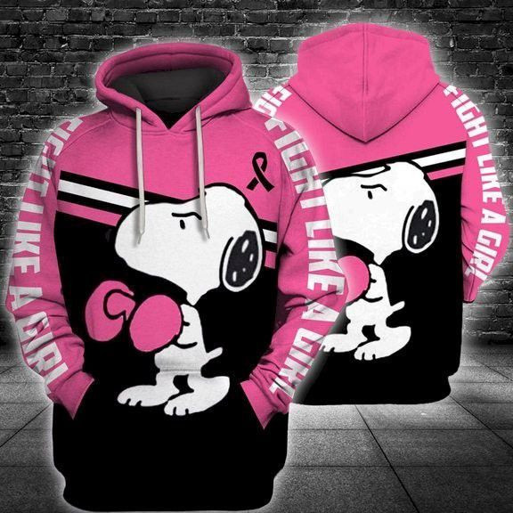 Snoopy Breast Cancer Fight 3D All Over Print Hoodie & Zip Hoodie