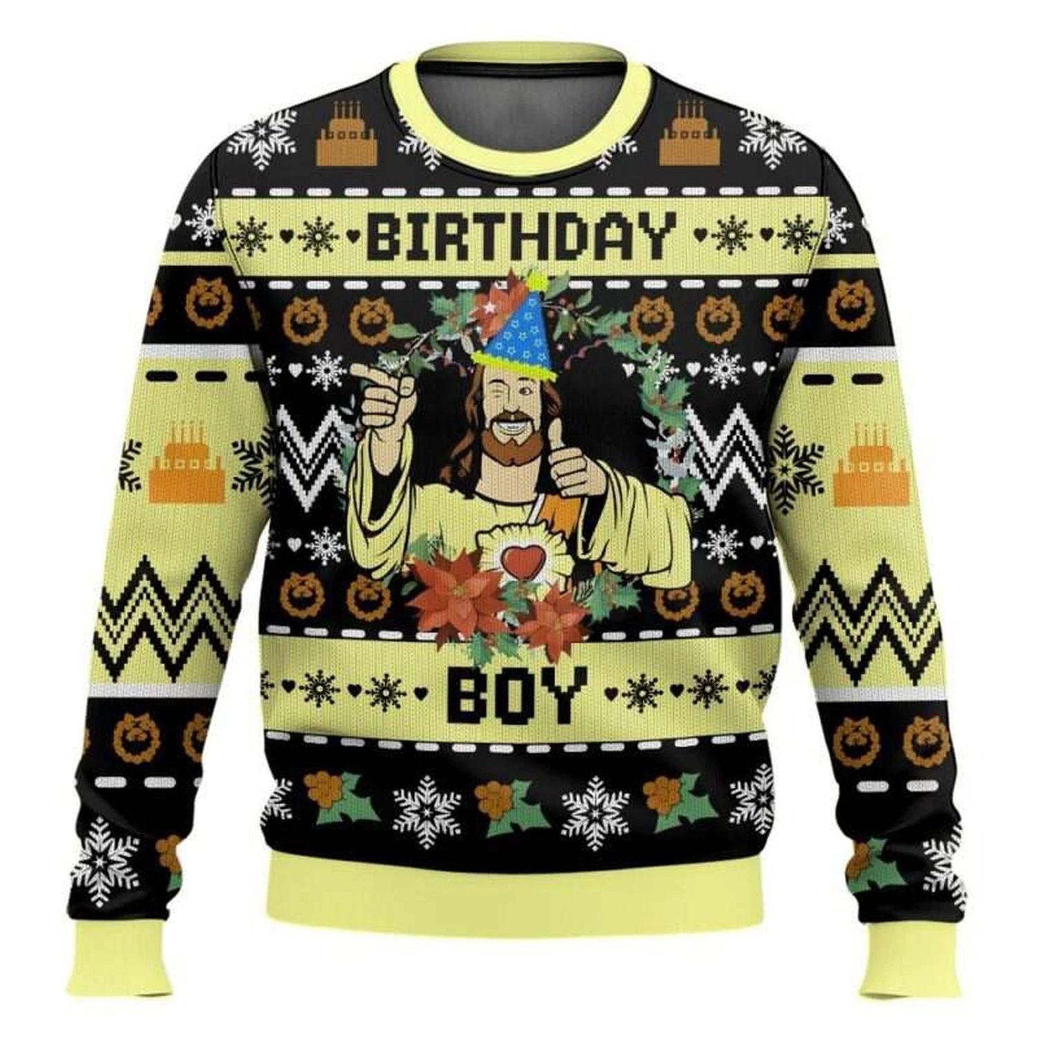 Jesus Birthday Boy Ugly Christmas Sweater