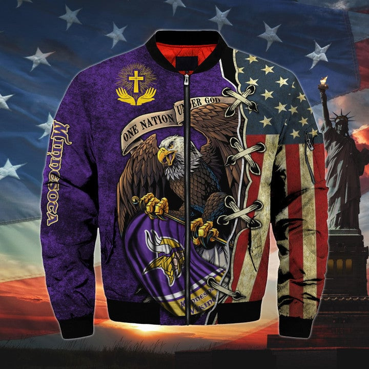 One Nation Under God Minnesota Vikings Bomber Jackets
