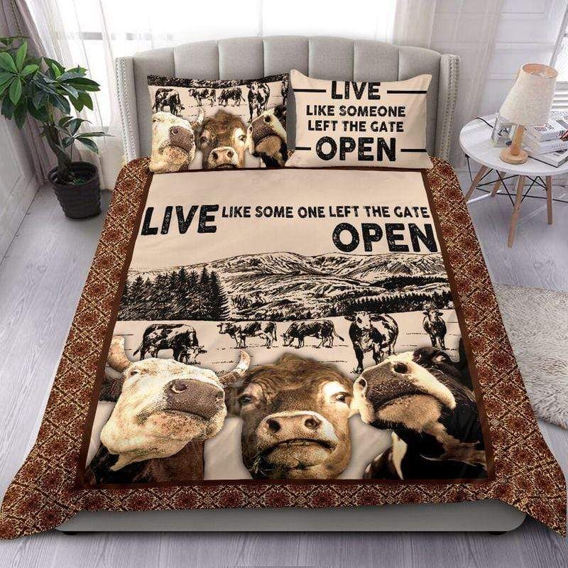 Cow Bedding Set Live Like Someone Left The Gate Open Duvet Covers