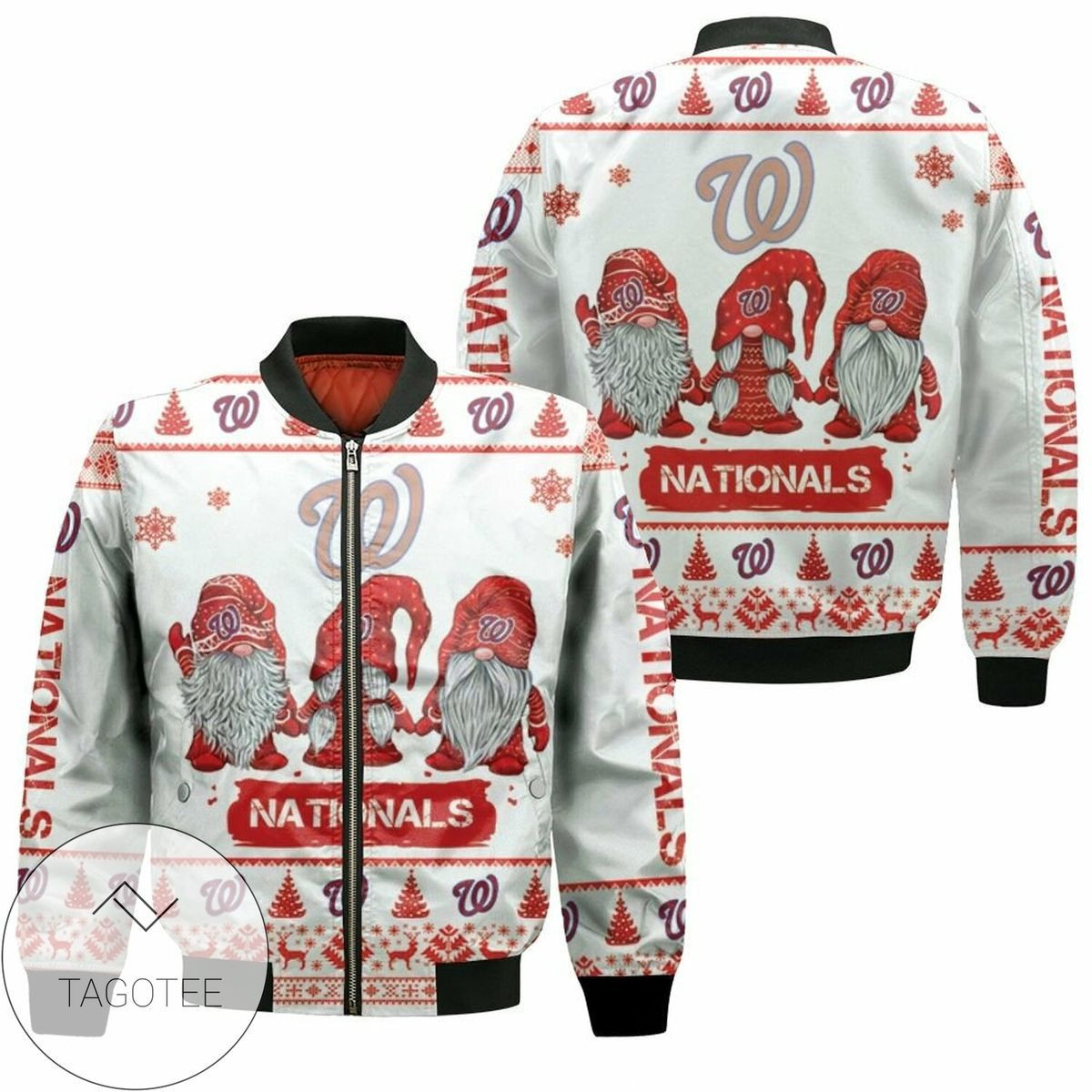 Washington Nationals Christmas Gnomes Bomber Jacket