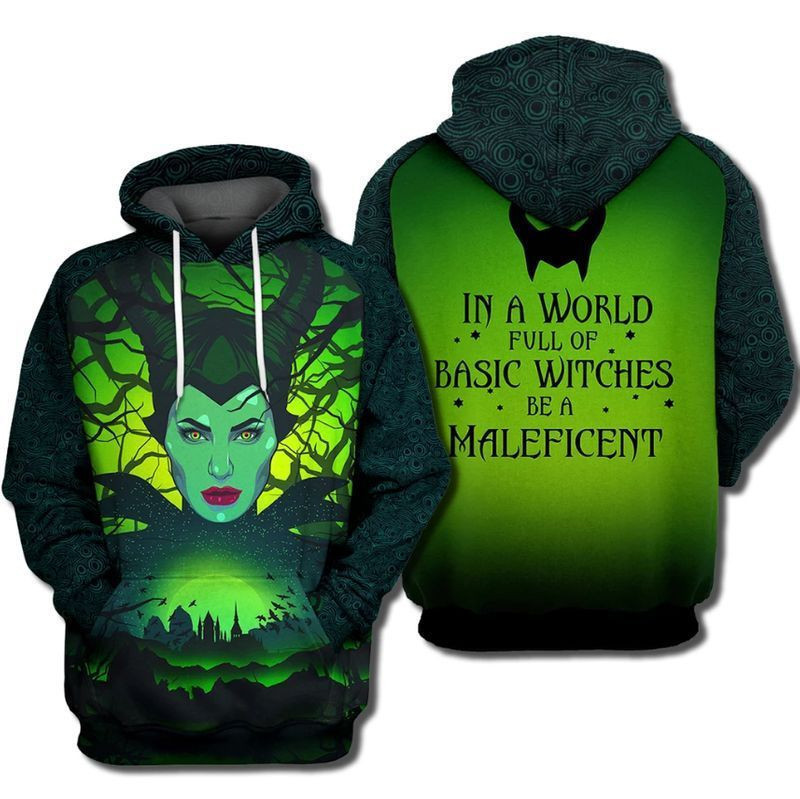 Maleficent Over Print 3d Hoodie Zip Hoodie