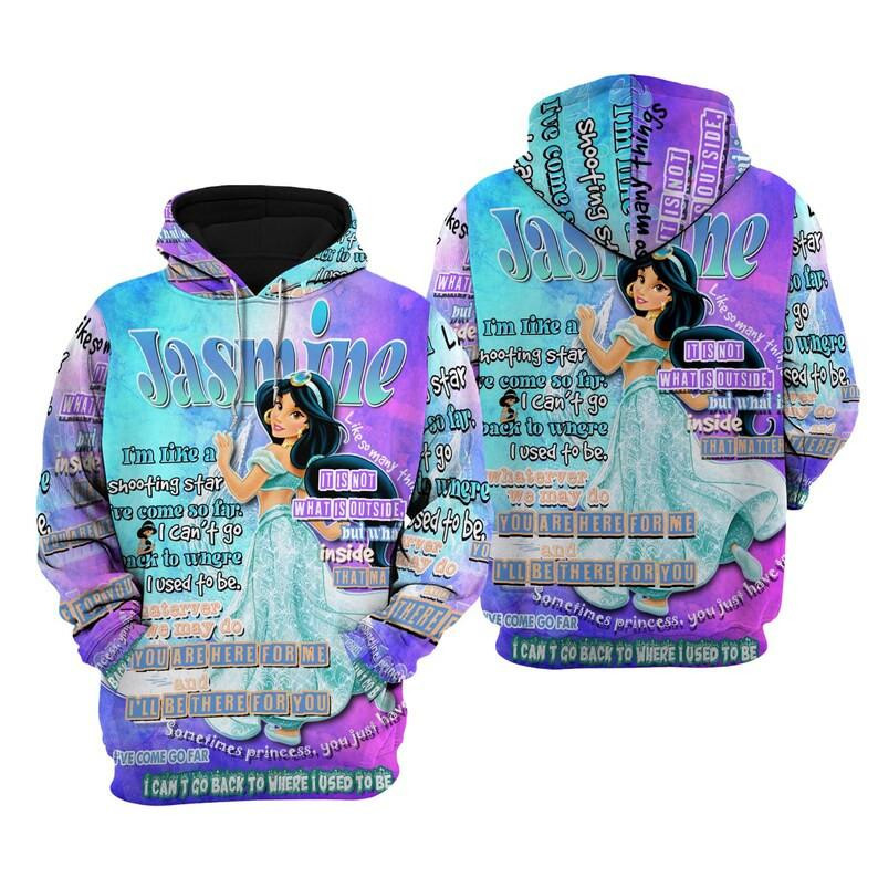 Aladdin Cartoon, Quotes, Jasmine Princess Punk Words Pattern All Over Print Hoodie, Zip Hoodie
