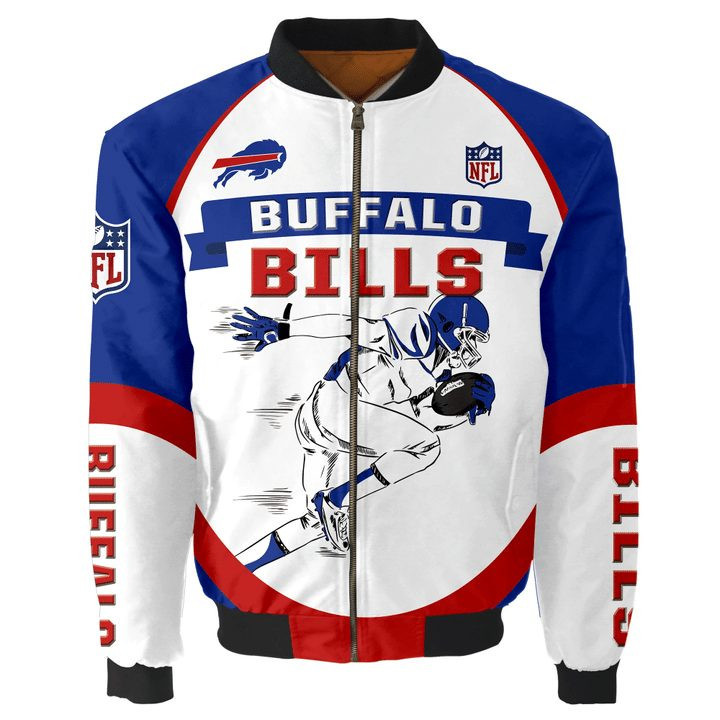 Buffalo Bills Royal Blue White Bomber Jacket