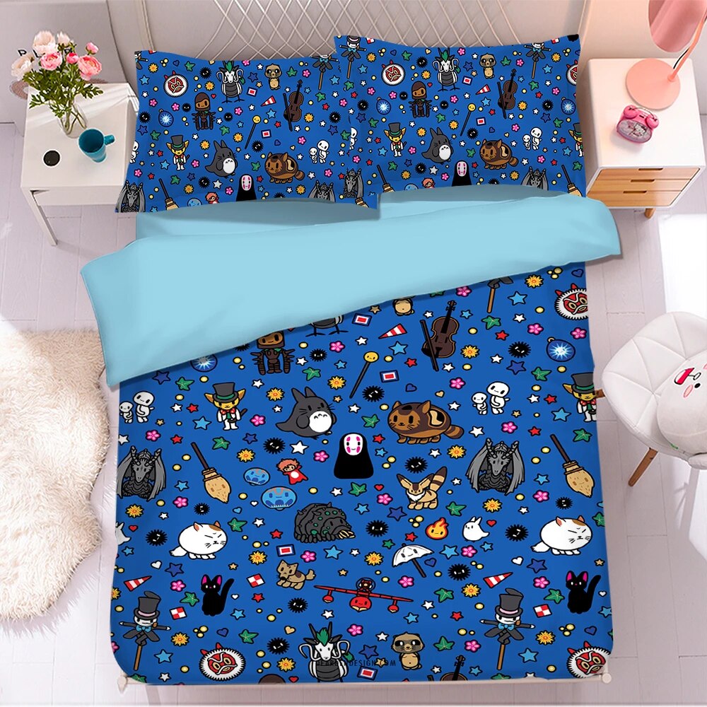 SGhibli Bedding Set SGhibli Magical Creatures Pattern Duvet Covers