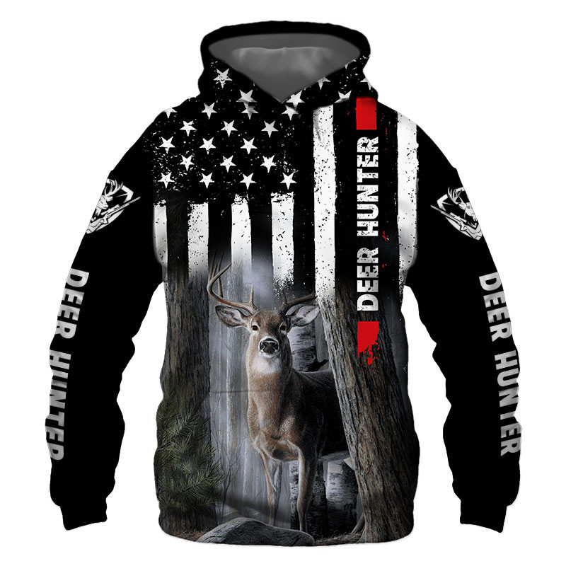 Deer Hunter US Flag 3D All Over Print Hoodie & Zip Hoodie