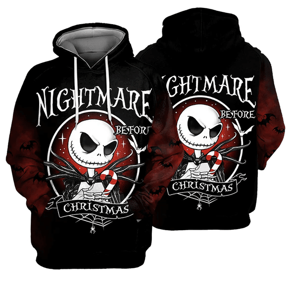 Jack Skellington The Nightmare Before Christmas 74 Cartoon Graphic Outfits Aop Hoodie, Zip Hoodie