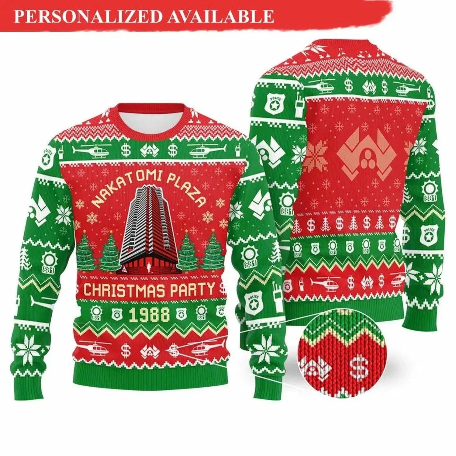Die Hard Ugly Christmas Sweater Nakatomi Plaza Ugly Christmas Sweatert