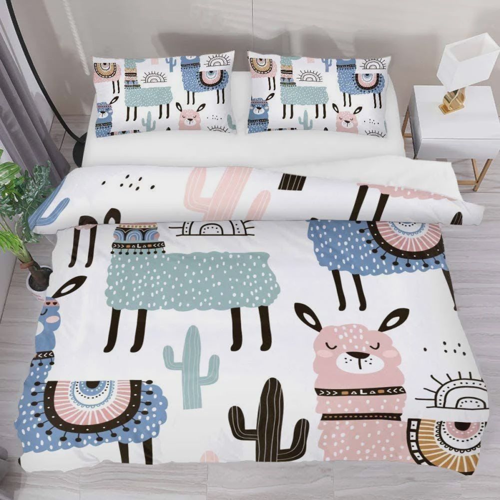 Llama Bedding Set Alpaca Llama And Cactus Duvet Covers