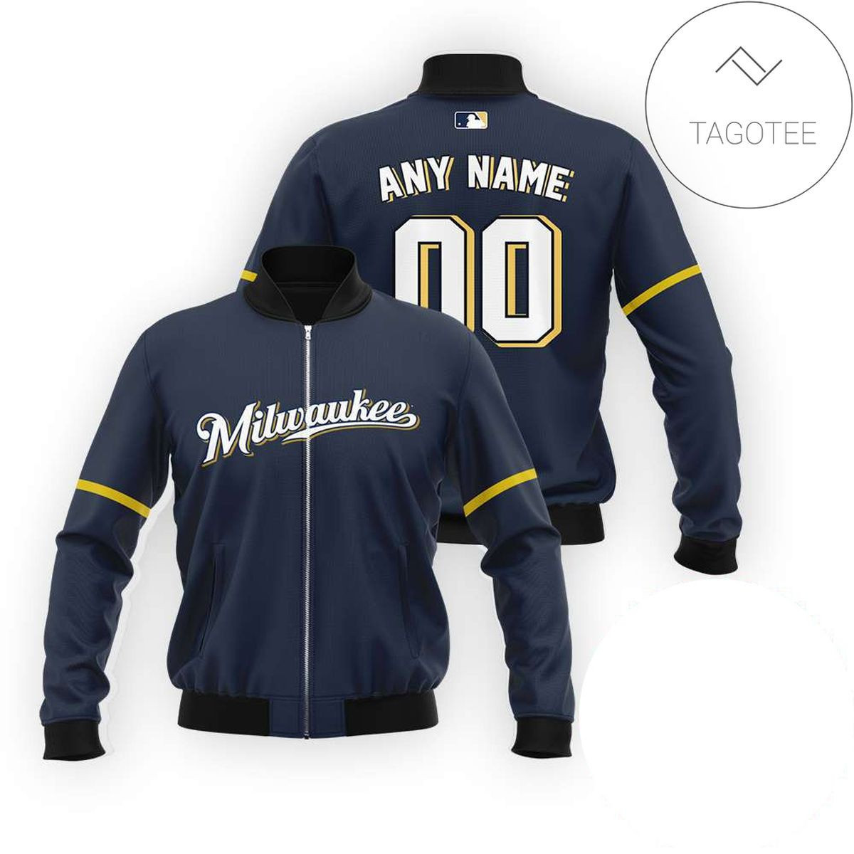 Milwaukee Brewers Custom Name Number Bomber Jacket V3