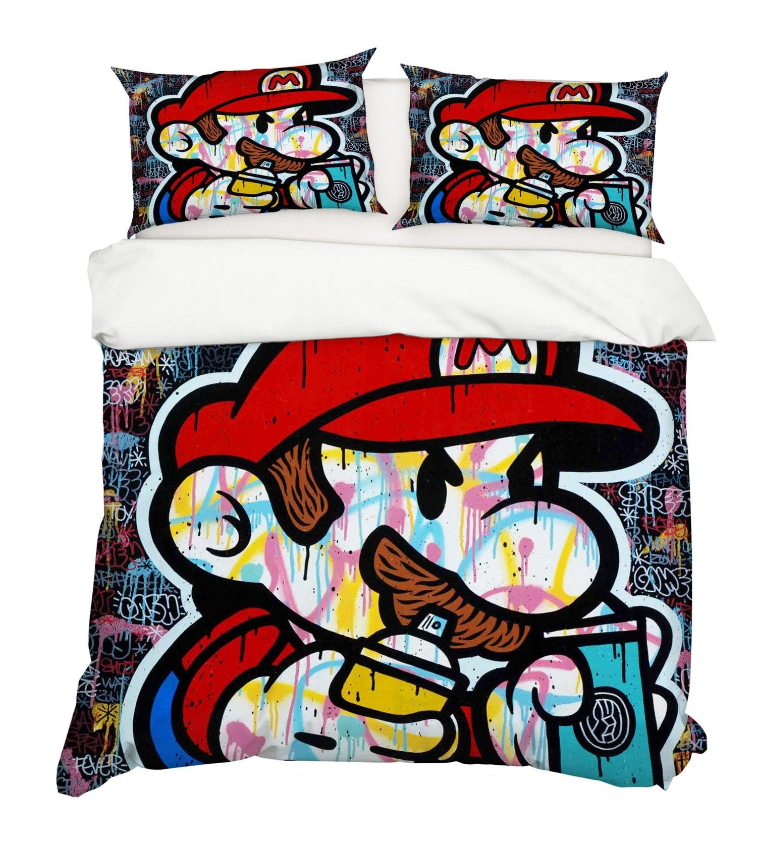 Mario Bedding Set Mario With Spaying Paint Graffiti Duvet Covers