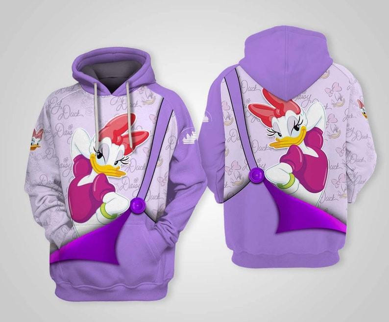 Cartoon Characters Fan Gift, Purple Daisy Duck All Over Print Hoodie