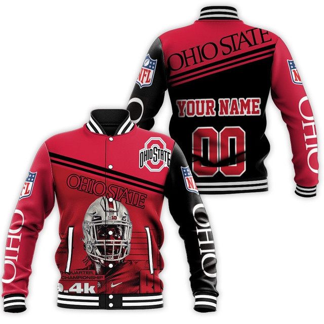 Ohio State Buckeyes Custom Name Number Red Baseball Jacket