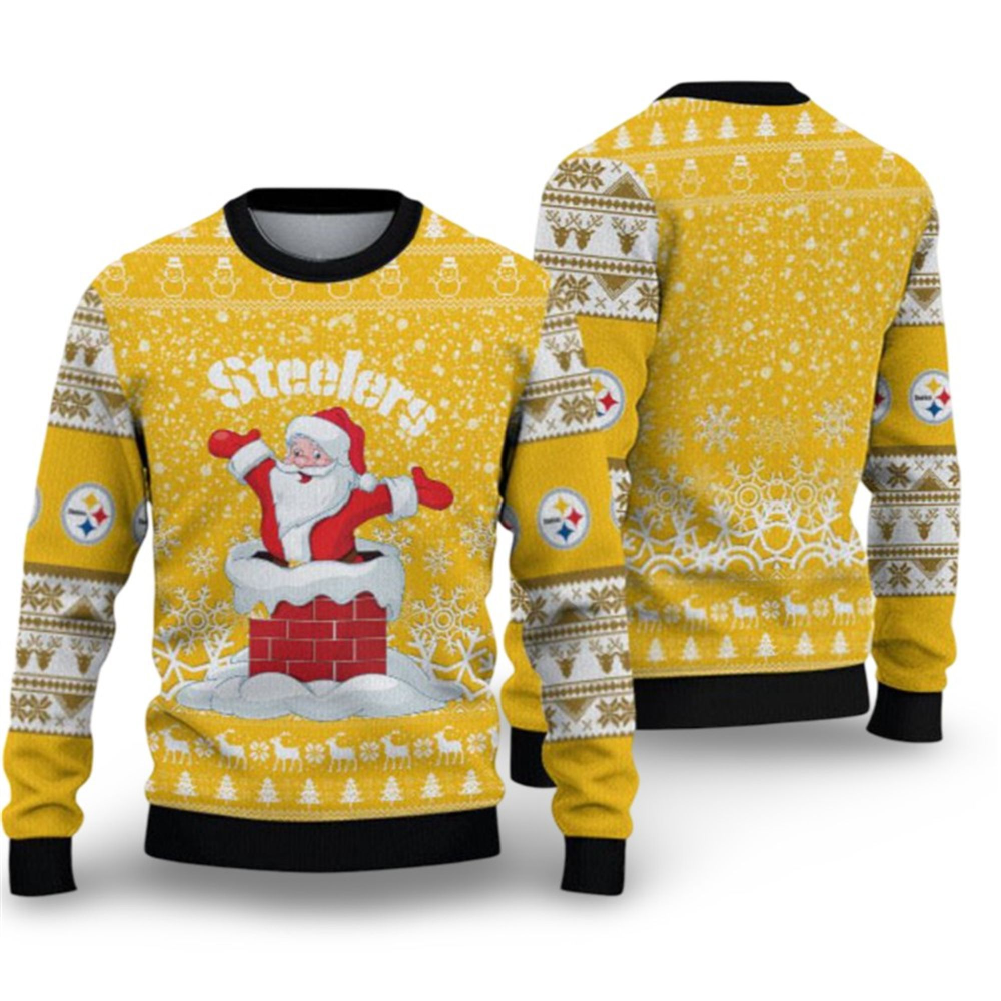 2025 Steelers Funny Santa Ugly Christmas Sweater