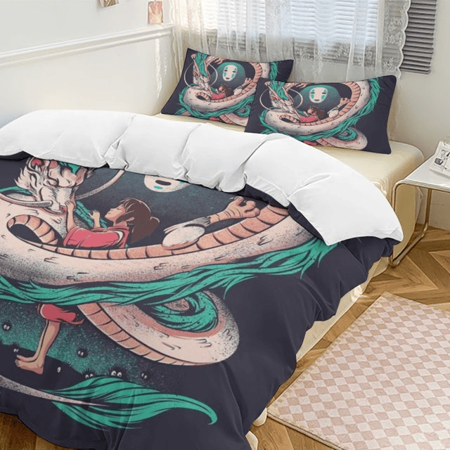 SGhibli Bedding Set Haku Chihiro No Face Characters Duvet Covers
