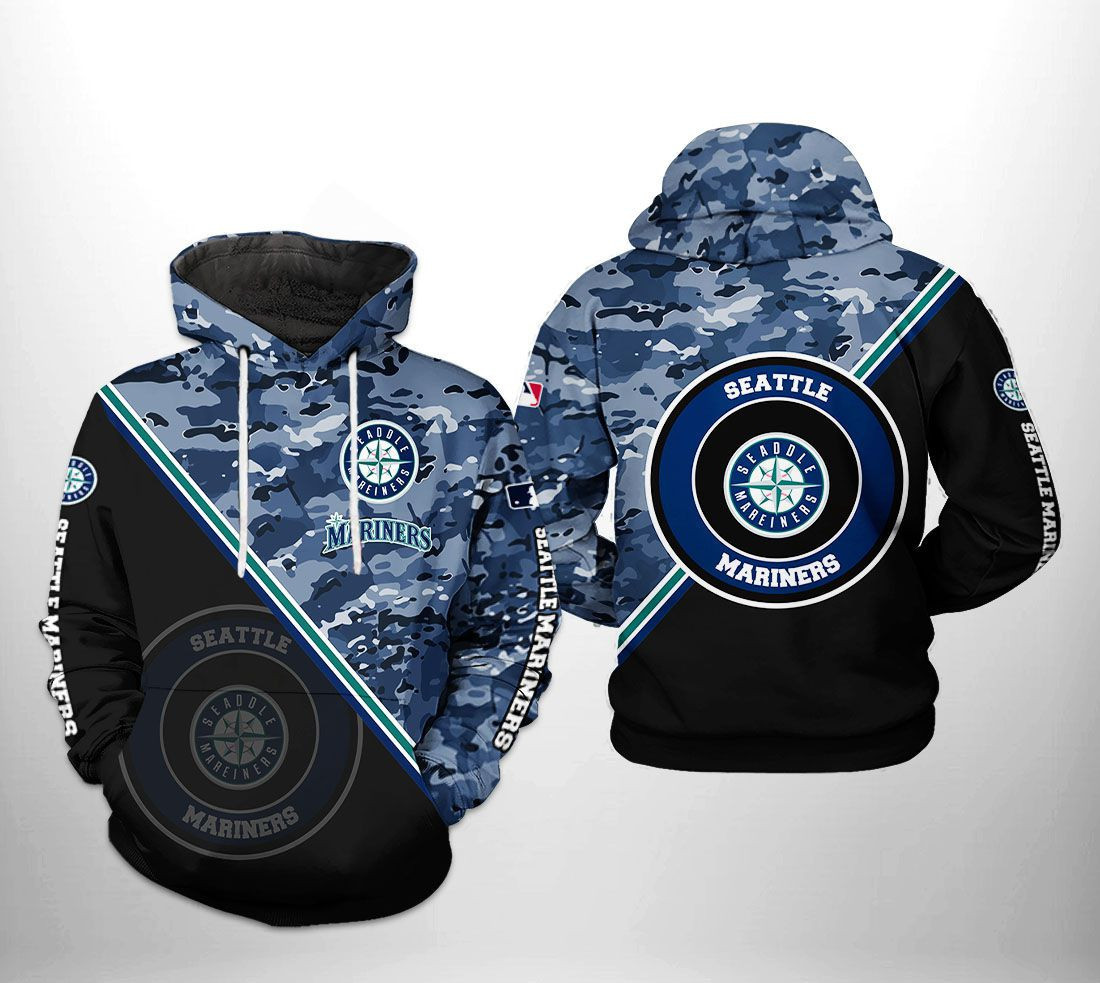 Seattle Mariners MLB Camo Team 3D All Over Print Hoodie & Zip Hoodie