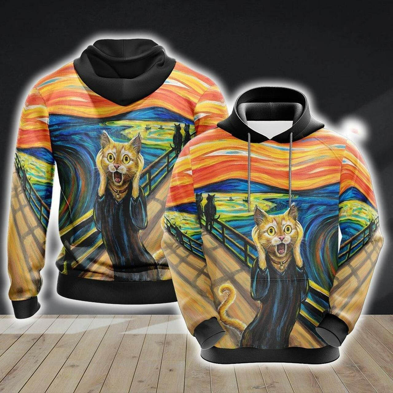 The Scream Cat Unisex 3D All Over Print Hoodie & Zip Hoodie