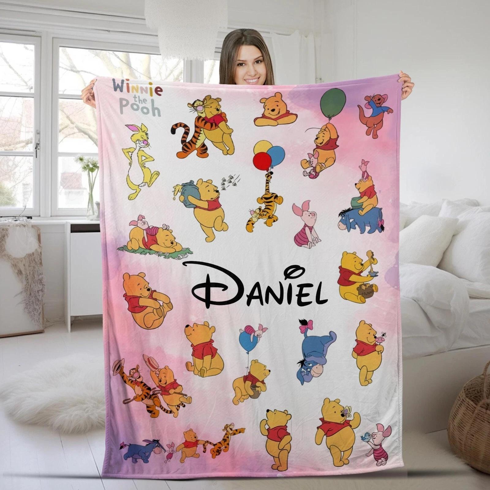 Personalized Winnie The Pooh Fleece Sherpa Blanket