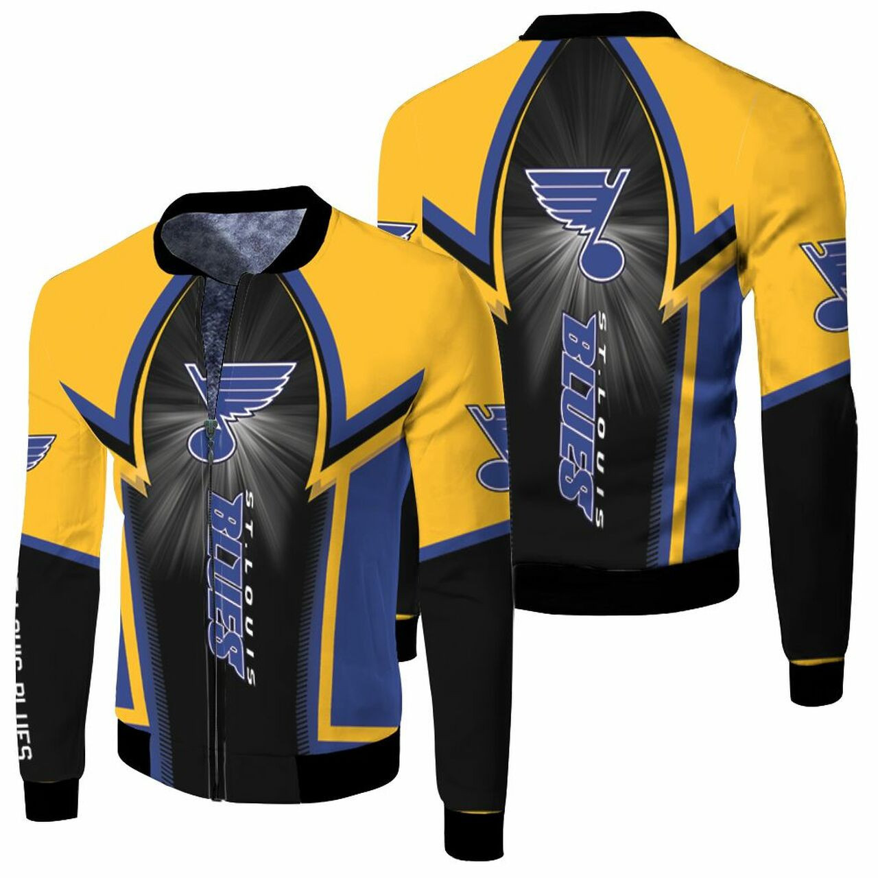 St. Louis Blues Yellow Black Bomber Jacket