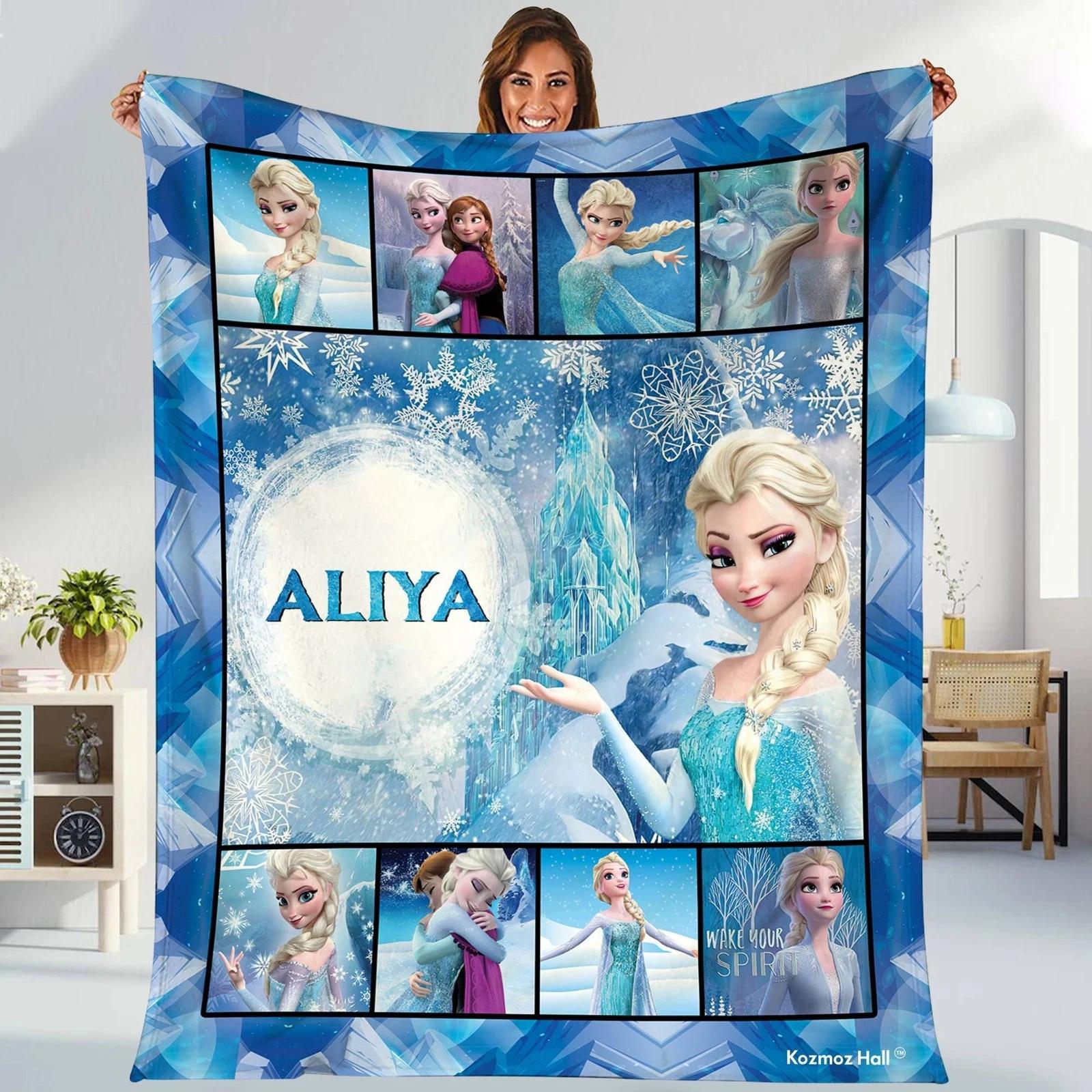 Personalized Frozen Elsa Queen Fleece Sherpa Blanket