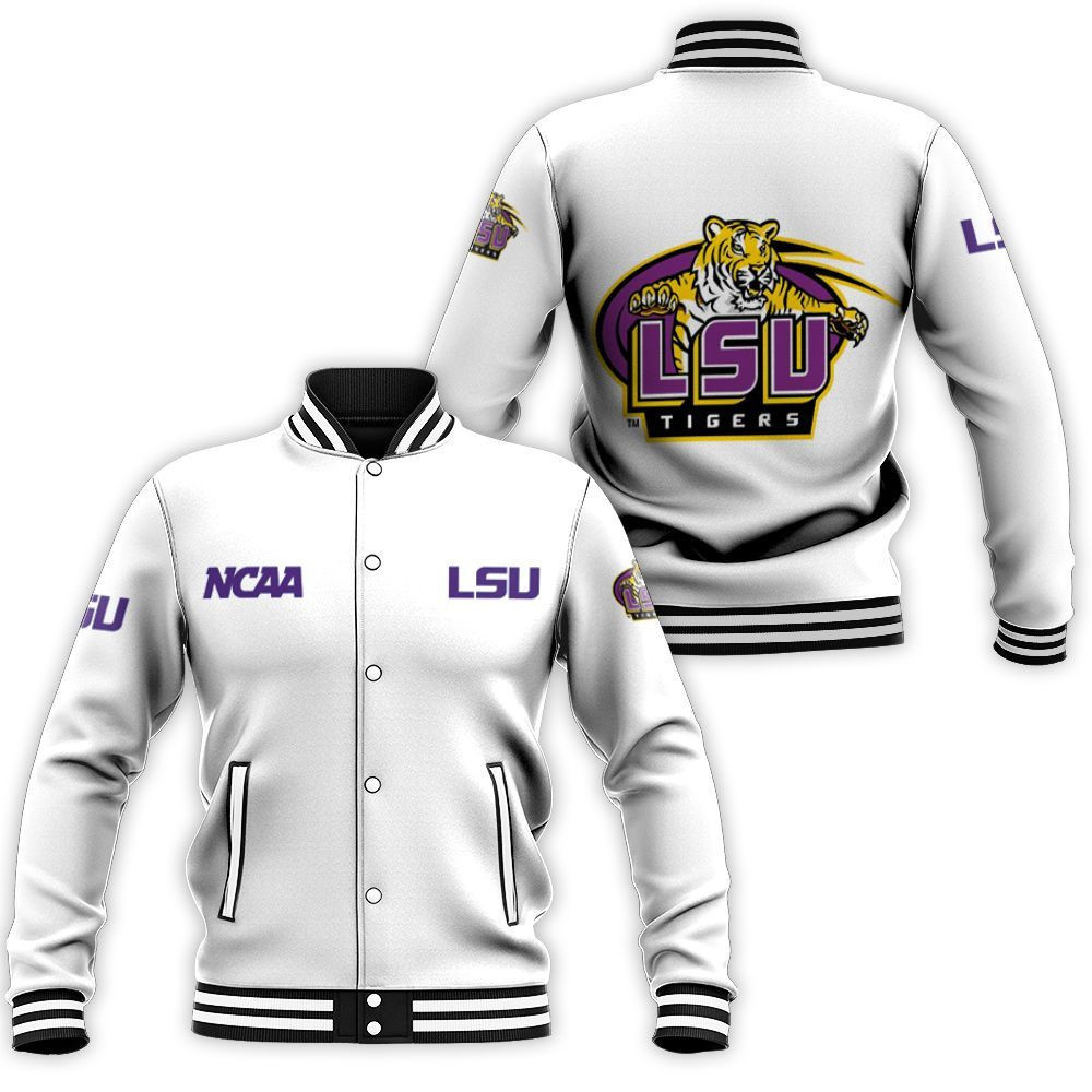 LSU Tigers White Baseball Jacket
