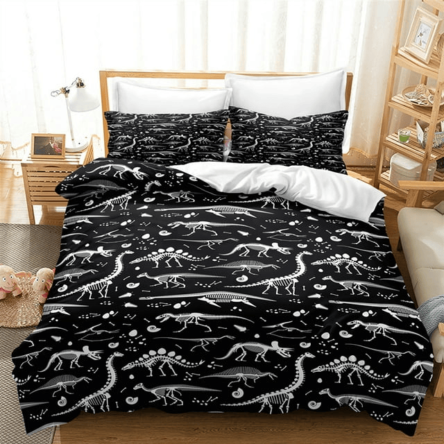 Dinosaur Bedding Set Dinosaurs Fossil Skeleton Pattern Duvet Covers