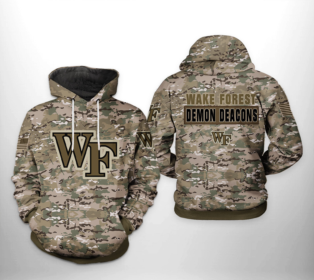 Wake Forest Demon Deacons Camo Veteran 3D All Over Print Hoodie & Zip Hoodie