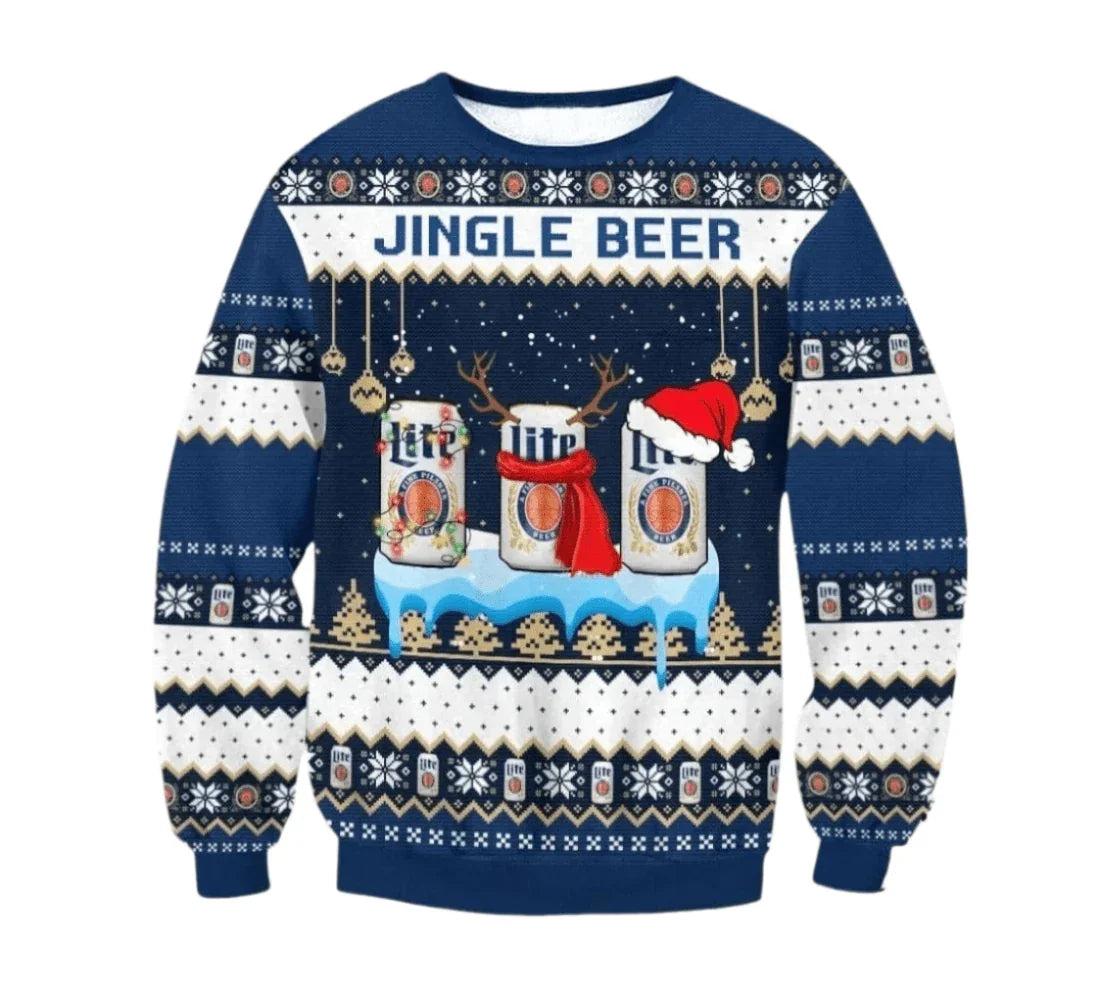 Miller Lite Jingle Beer Ugly Christmas Sweater