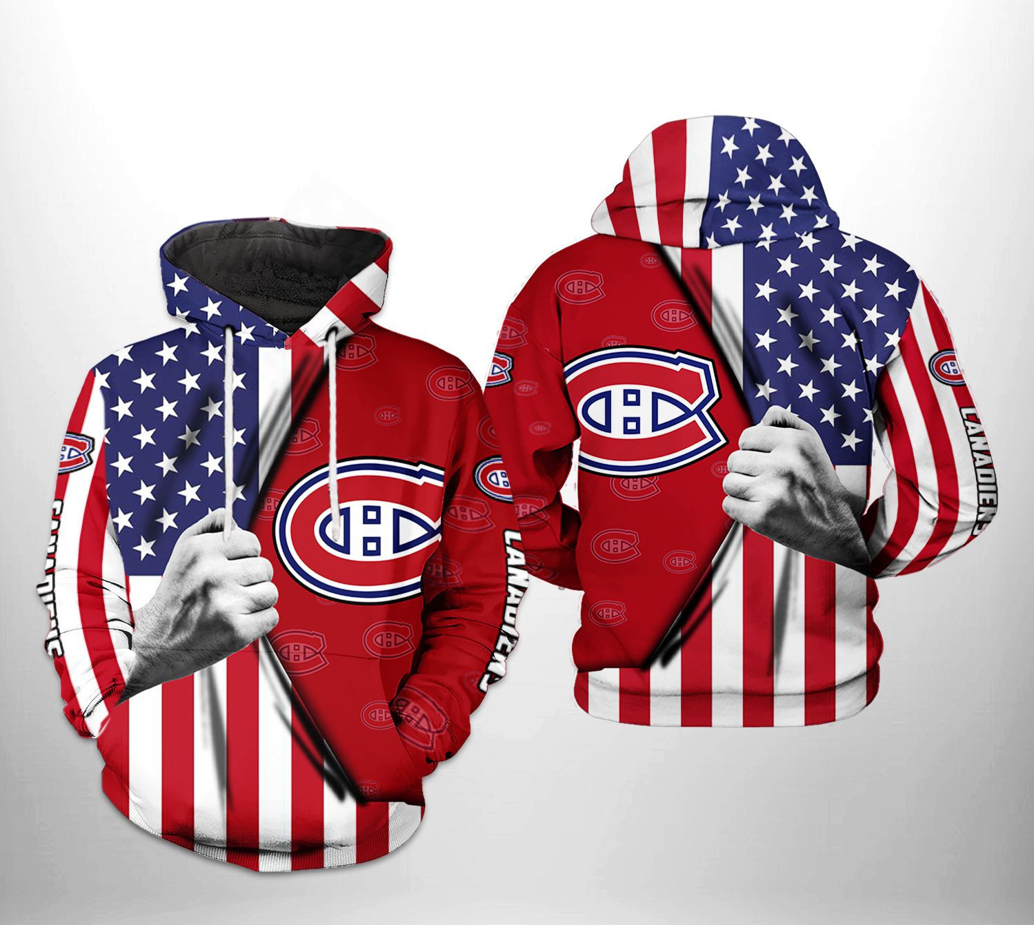 Montr?al Canadiens US FLag 3D All Over Print Hoodie & Zip Hoodie