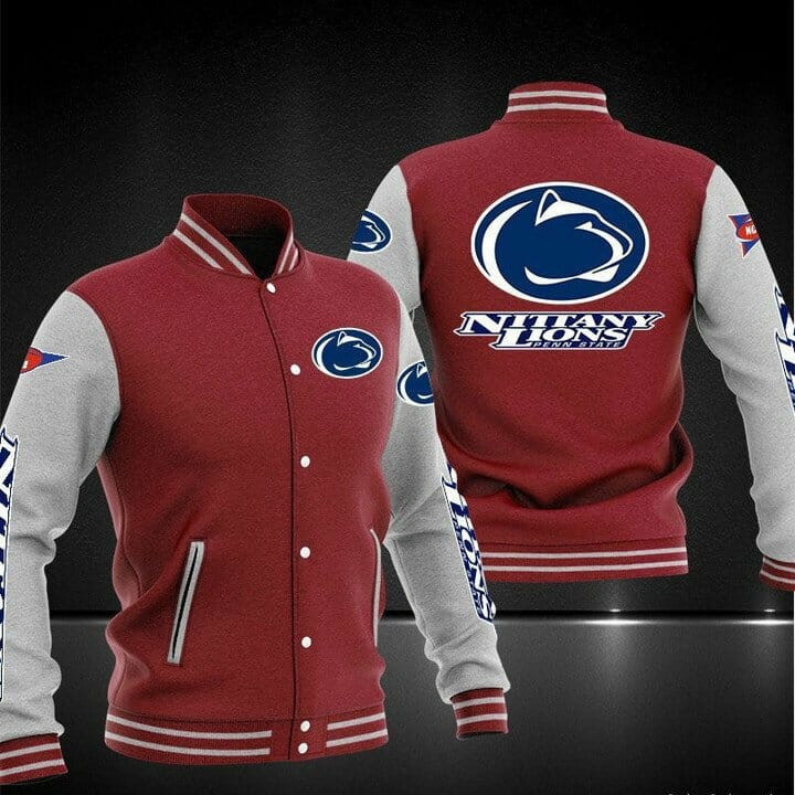 Penn State Nittany Lions Red Grey Baseball Jacket