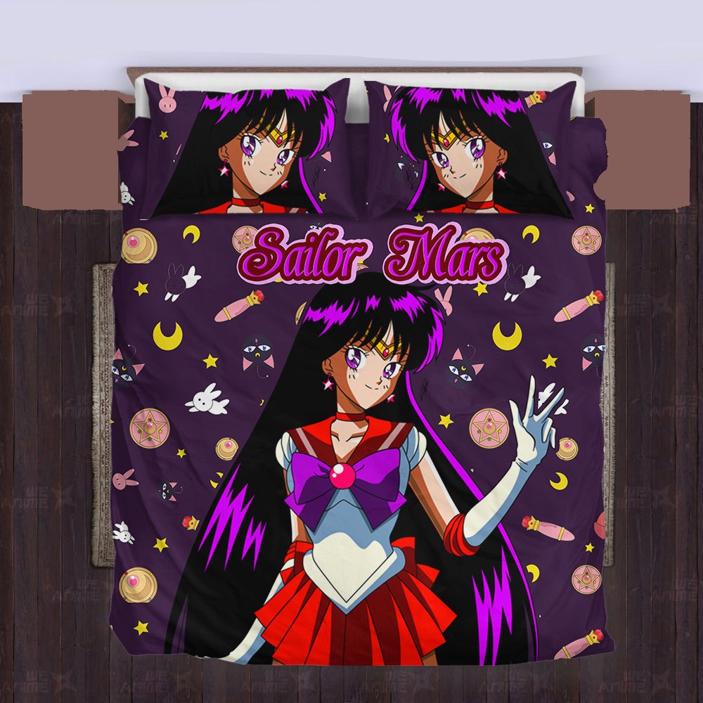 Sailor Moon Bedding Set Sailor Mars Cute Items Pattern Duvet Covers