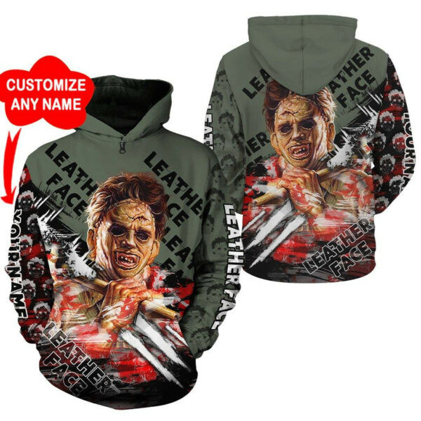 Personalized Leatherface Aop Hoodie And Zip Hoodie 2, Gift For Fan 3d All Over Print Shirt Hoodie 2116