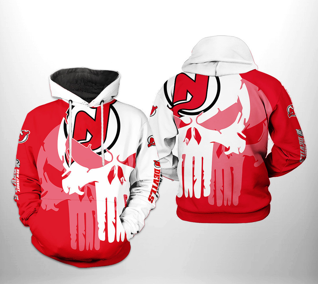 New Jersey Devils Team Skull 3D All Over Print Hoodie & Zip Hoodie