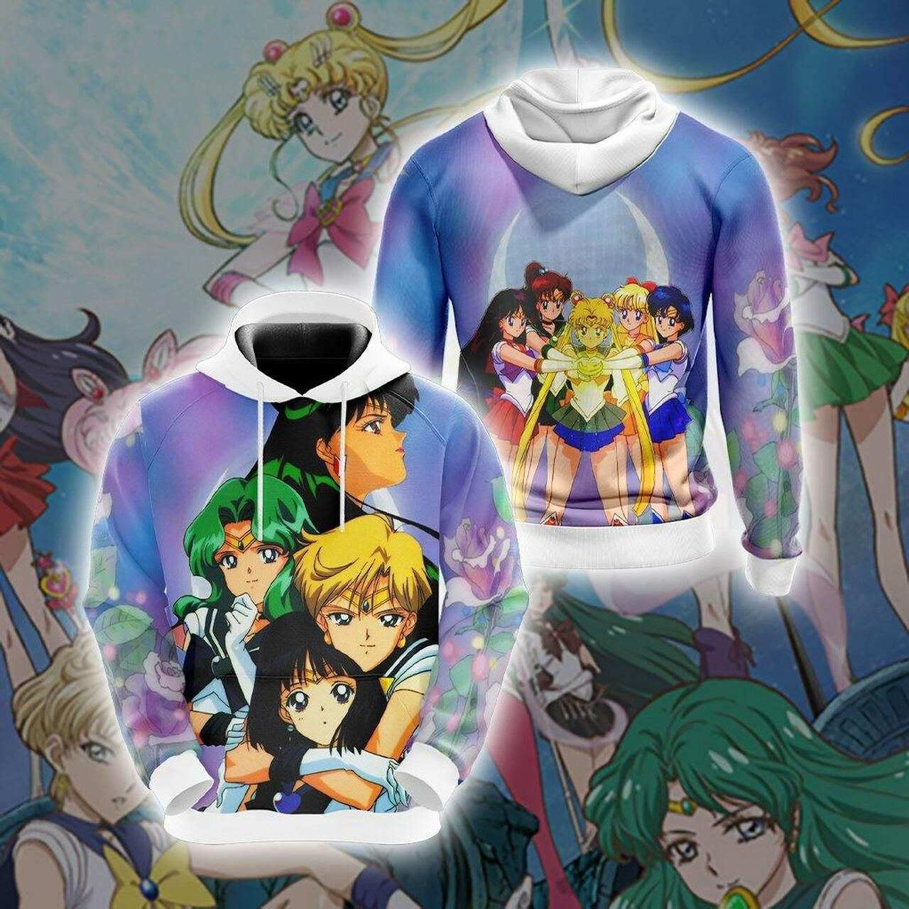 Sailor Moon – Characters Unisex 3D All Over Print Hoodie & Zip Hoodie