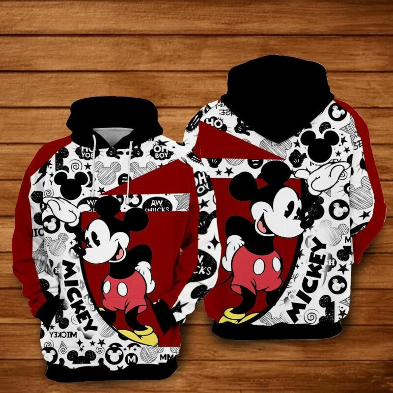 Mickey Mouse Aw Chucks Over Print 3d Hoodie Zip Hoodie