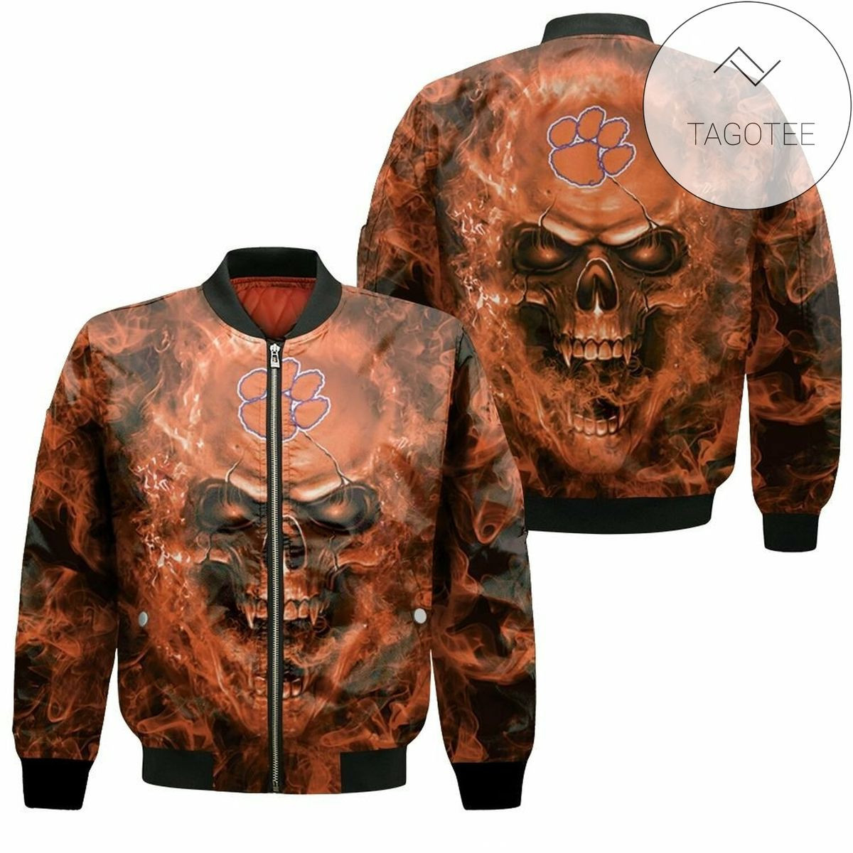 Clemson Tigers Fans Skull Bomber Jacket