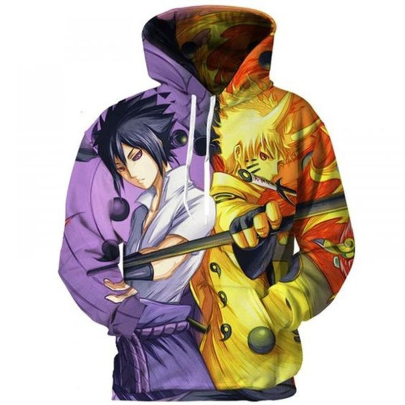 Naruto And Sasuke Final Battle Naruto Anime All Over Print 3d Hoodie Zip Hoodie 2