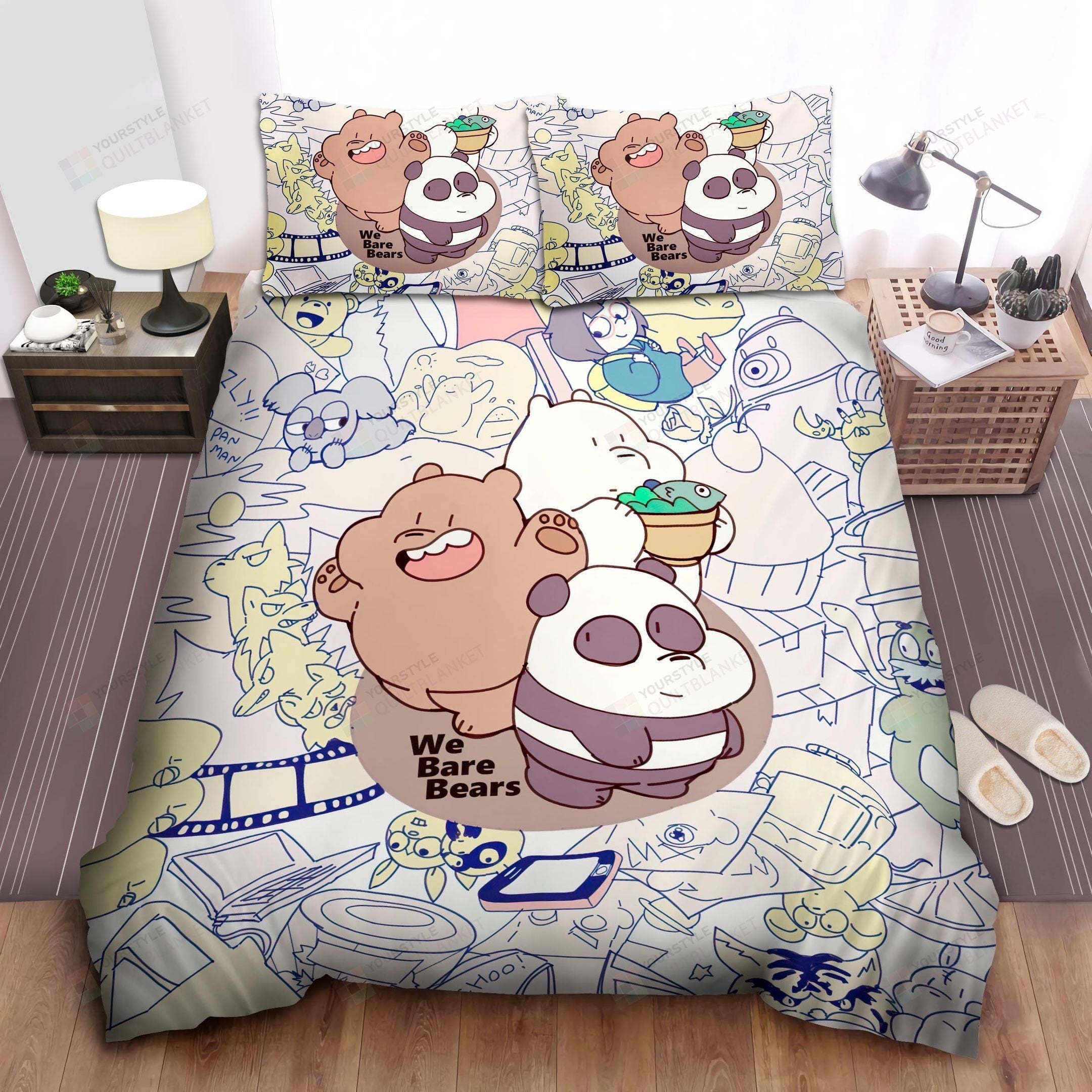 We Bare Bear Bedding Set We Bare Bears Characters Drawing Duvet Covers