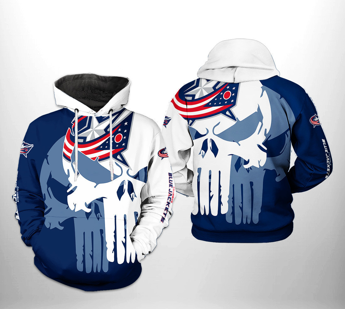 Columbus Blue Jackets Team Skull 3D All Over Print Hoodie & Zip Hoodie