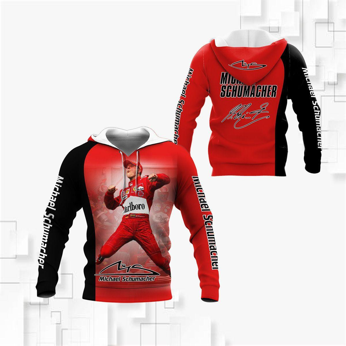 Michael Schumacher Signature Red All Over Print Hoodie, Zip Hoodie 403